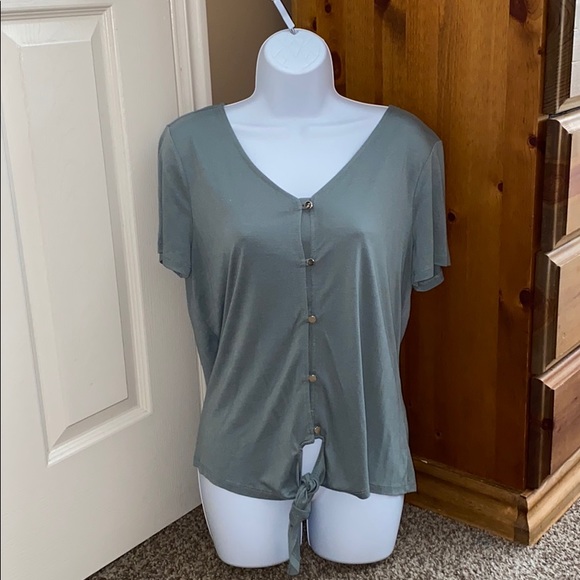 BB Sage Green Button Wrap Shirt - Picture 2 of 7